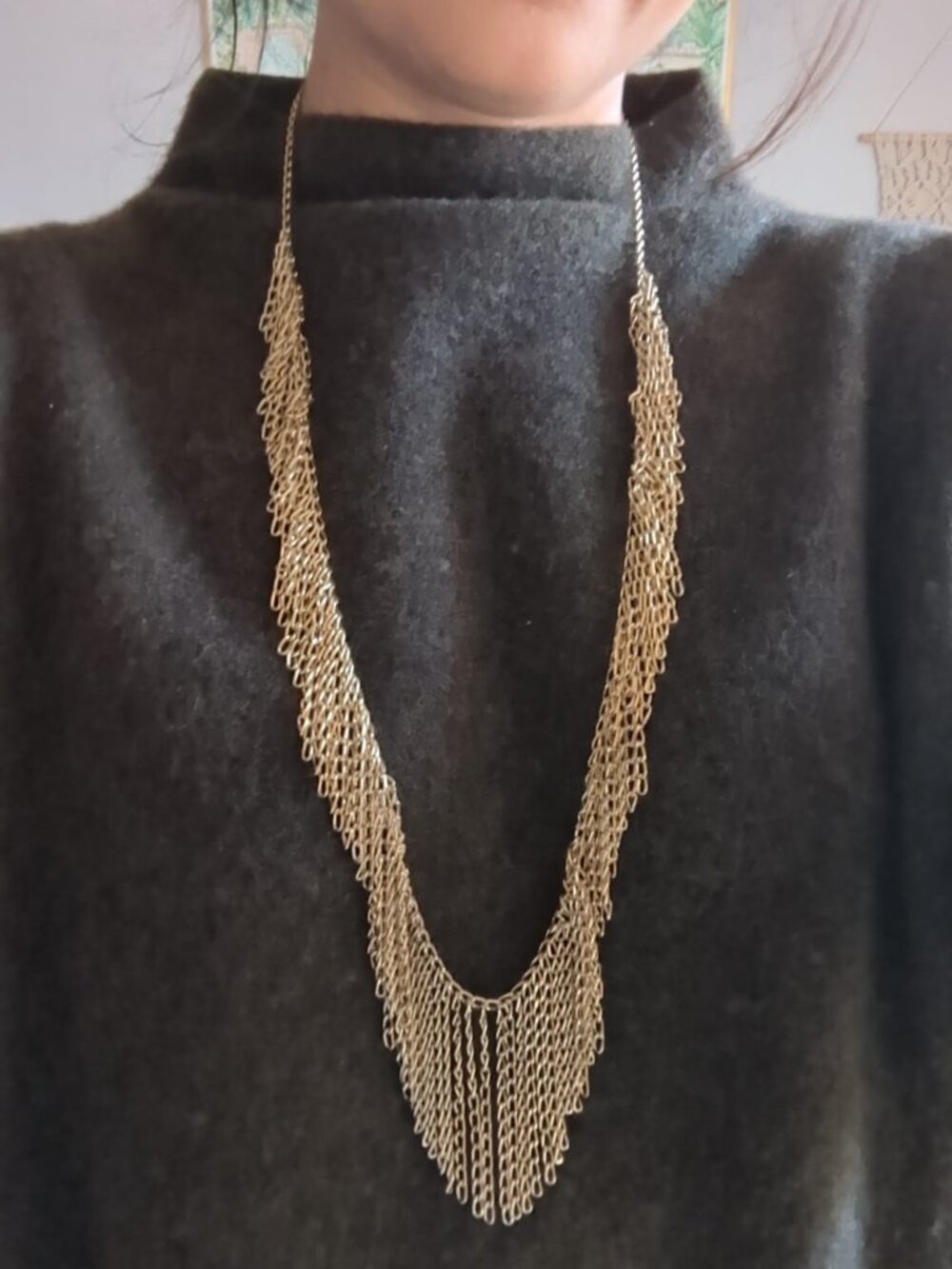 Brass fringe necklace 85cm